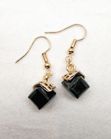 Black crystal cube earrings