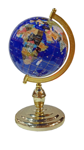 Gemstone globe tabletop 22 cm blue single leg gold finish