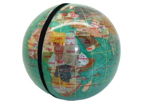 Gemstone globe bookends green powder of pearl ocean 15 cm diameter