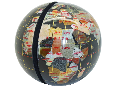 Gemstone globe bookends black ocean 15 cm diameter