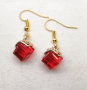 Red crystal cube earrings