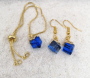 Sky blue crystal cube earrings