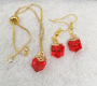 Red crystal cube earrings