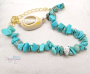 Bracelet with natural turquoise stones and cowrie porcelain