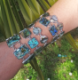 Abalone mother-of-pearl bracelet with seven rectangles