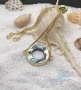 Golden bracelet with pierced circle-shaped abalone mother-of-pearl