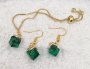 Green crystal cube earrings