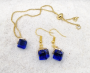 Navy blue crystal cube earrings
