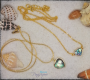 Necklace with golden heart in abalone mother-of-pearl