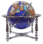 Gemstone globe tabletop 33 cm navy blue 4-legs stand chrome finish