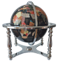 Gemstone globe tabletop 33 cm black 4-legs stand chrome finish