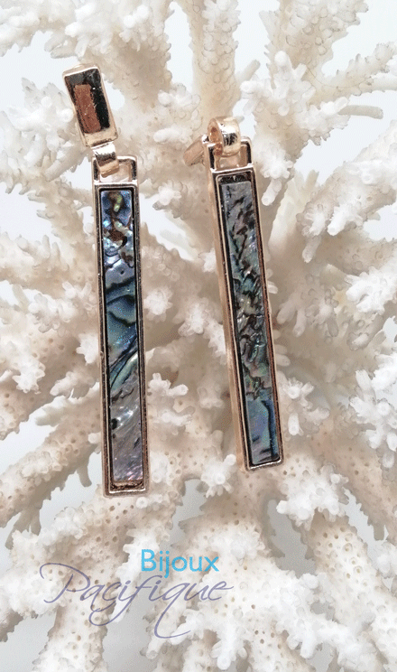 Abalone mother-of-pearl stud earrings with sticks