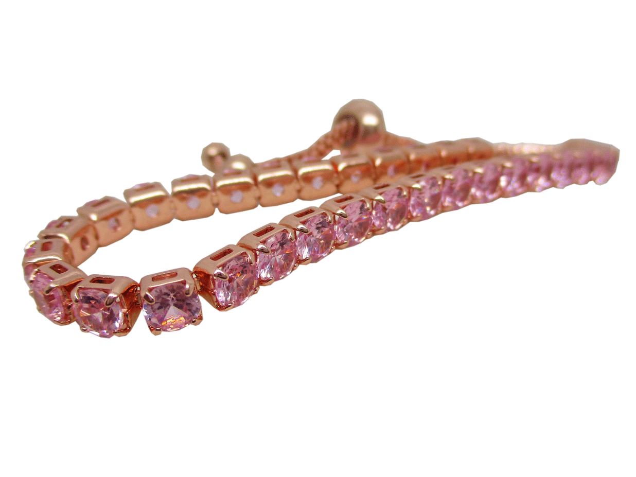 Bracelet en pierres quartz rose rondes en doré or rose
