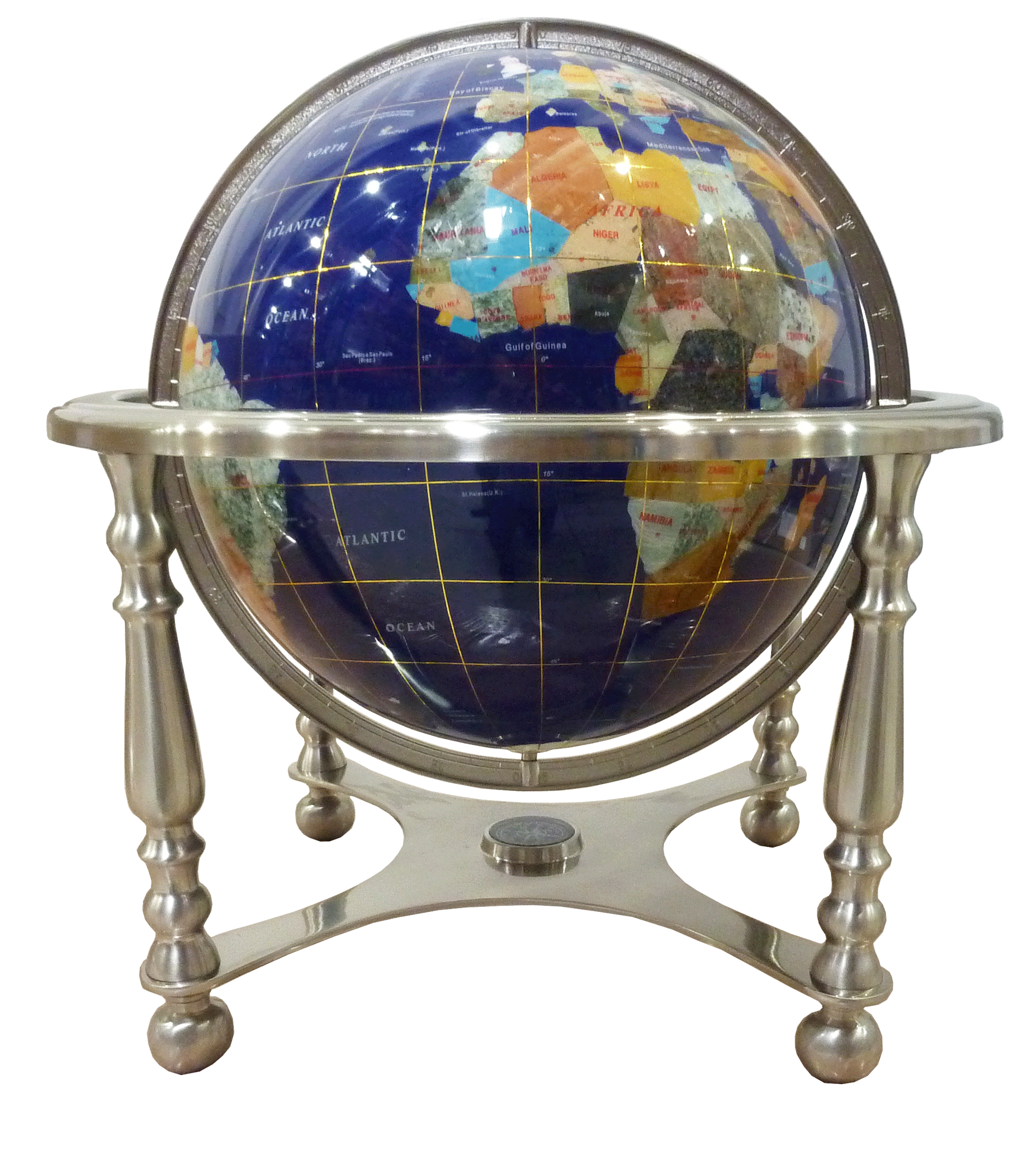 Globe terrestre de bureau 33 cm Bleu 4 pieds acier