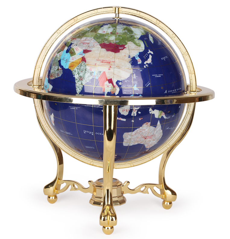 Globe terrestre de bureau 33 cm bleu lapis 3 pieds doré