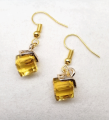 Yellow crystal cube earrings