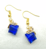 Navy blue crystal cube earrings
