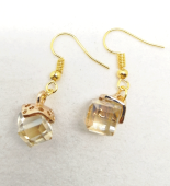 Champagne crystal cube earrings