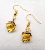 Yellow crystal cube earrings