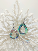 Pierced tear-shaped abalone mother-of-pearl earrings