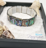 Bracelet en nacre d'abalone pièces carrées extensible