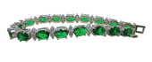 Bracelet en pierres vert émeraude et brillants ovales en zircon