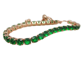 Bracelet en pierres vert émeraude rondes en doré or rose