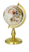 Gemstone globe tabletop 15cm white single leg gold finish