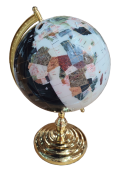 Gemstone globe tabletop 33 cm black & white