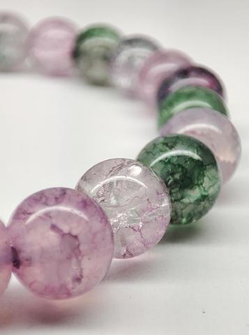 Bracelet en pierres agate marbrée multicolore rose