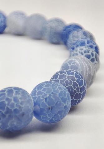 Bracelet en pierres agate patinée bleu foncé