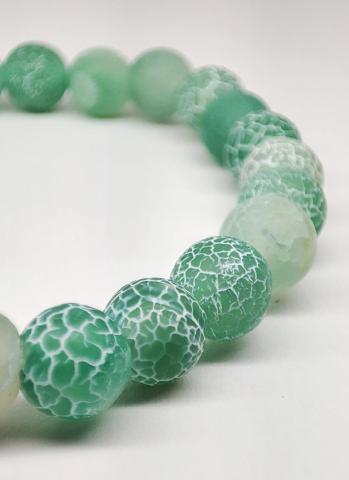 Bracelet en pierres agate patinée verte