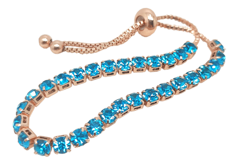 Bracelet avec pierres turquoise sur support or rose