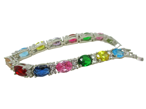 Bracelet en pierres multi couleur et brillants ovales en zircon