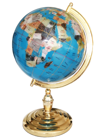 Globe terrestre de bureau 33 cm Bleu Ciel pied doré