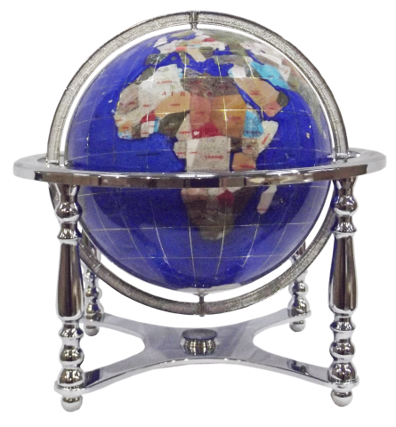 Globe terrestre de bureau 33 cm Bleu navy 4 pieds chromés