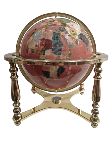 Globe terrestre de bureau 33 cm Sable 4 pieds doré