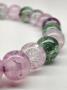 Bracelet en pierres agate marbrée multicolore rose