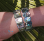 Bracelet en nacre d'abalone pièces carrées extensible