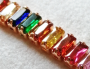 Bracelet multicolore zircon pierres rectangulaires or rose