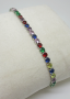 Bracelet multicolore zircon pierres rondes argent