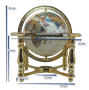 Globe terrestre de bureau 15 cm Noir 4 pieds acier